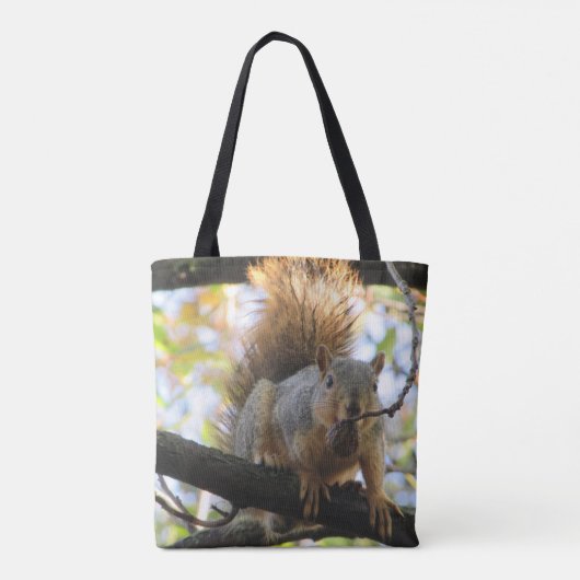 Grappig schattige eekhoorn Dubbelzige Canvas tas (Achterkant)