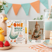 Grappig Schattige Een Gekke Gans Eerste Verjaardag Kaart