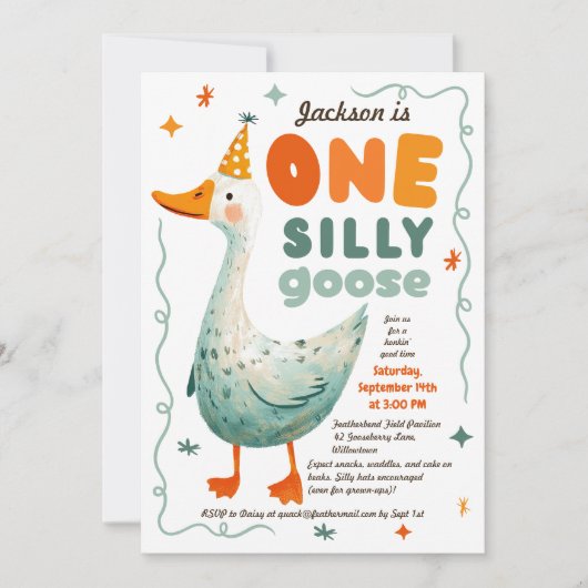 Grappig Schattige Een Gekke Gans Eerste Verjaardag Kaart (Voorkant)