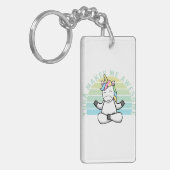 Grappig schattige eenhoorn die yoga doet. sleutelhanger (Voorkant Links)