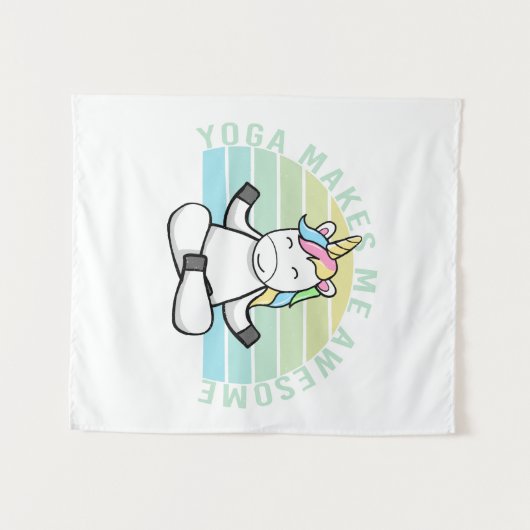 Grappig schattige eenhoorn die yoga doet. wandkleed (Voorkant (horizontaal))