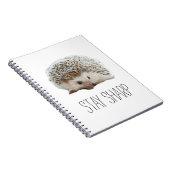 Grappig schattige egel: blijf scherp citaat hipste notitieboek (Rechterzijde)