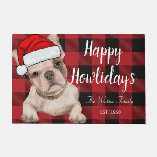 Grappig schattige Franse bulldog Red Happy howlida Deurmat (Voorkant)