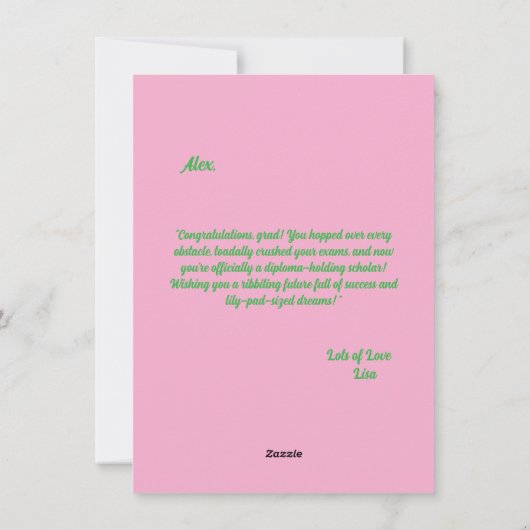 Grappig Schattige Frog Afstuderen Wenskaart Feestdagenkaart (Achterkant)