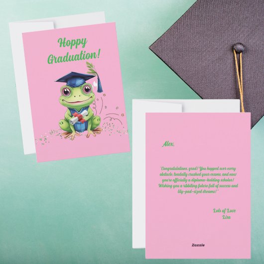Grappig Schattige Frog Afstuderen Wenskaart Feestdagenkaart