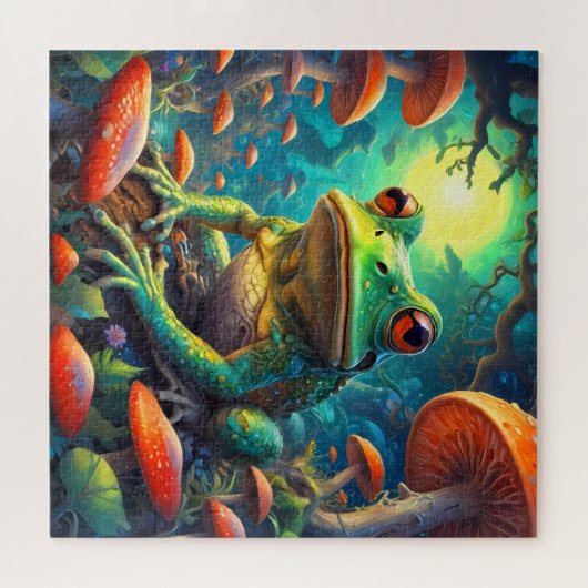 Grappig Schattige Frog Zittende puzzel Legpuzzel (Horizontaal)