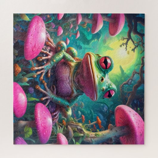 Grappig Schattige Frog Zittende puzzel Legpuzzel (Horizontaal)