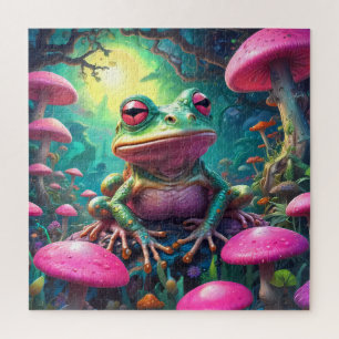 Grappig Schattige Frog Zittende puzzel Legpuzzel