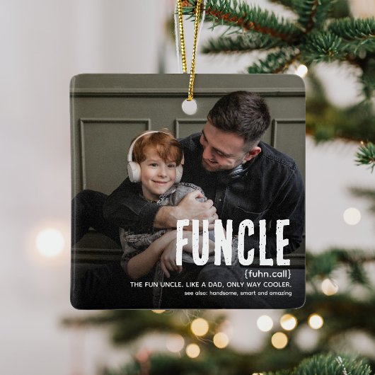 Grappig Schattige FUNCLE 2 Foto Uncle Christmas Keramisch Ornament