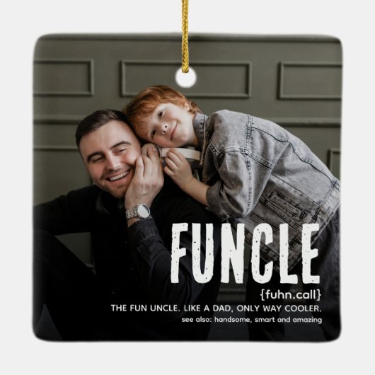 Grappig Schattige FUNCLE 2 Foto Uncle Christmas Keramisch Ornament (Achterkant)
