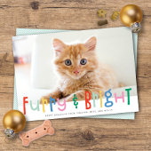 Grappig Schattige Furry & Bright Dog Cat Pet Foto Feestdagenkaart
