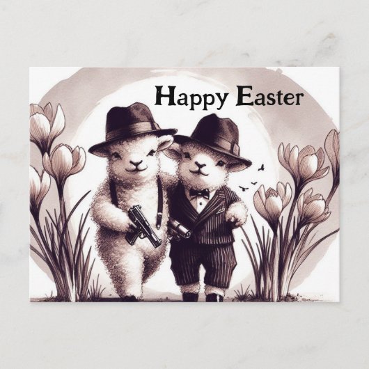 Grappig Schattige gangster paasschaap Briefkaart (Voorkant)