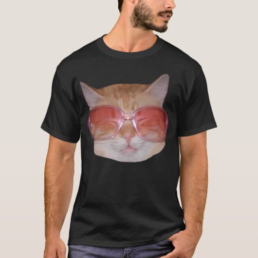 Grappig Schattige Geeky Hipster Cat Dragen Bril T-shirt (Voorkant)