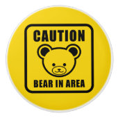 Grappig Schattige geel zwart teddybeer waarschuwin Keramische Knop (Voorkant)