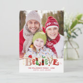 Grappig Schattige GELOVEN Typografie Foto Feestdagenkaart (Staand voorkant)