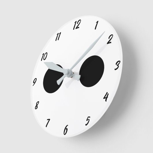 Grappig Schattige Gezicht Ogen Zwart Wit Halloween Ronde Klok (Hoek)