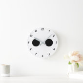 Grappig Schattige Gezicht Ogen Zwart Wit Halloween Ronde Klok (Huis)