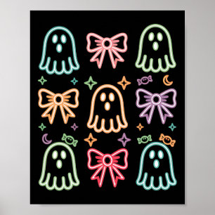 Grappig Schattige Ghost Spooky Seizoen Glow In Hal Poster