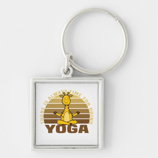 Grappig schattige giraffe die yoga doet. sleutelhanger (Voorkant)