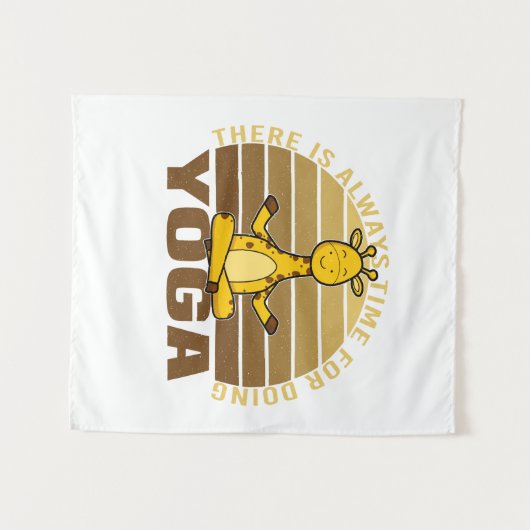 Grappig schattige giraffe die yoga doet. wandkleed (Voorkant (horizontaal))