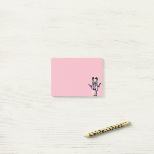 Grappig Schattige Giraffe Glass Pink Bubble Gum Post-it® Notes (Op bureau)