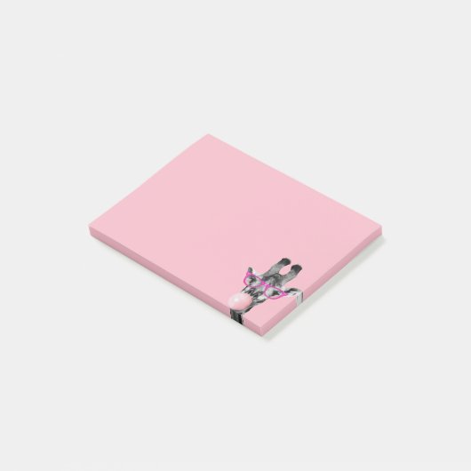 Grappig Schattige Giraffe Glass Pink Bubble Gum Post-it® Notes (Schuin)