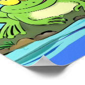 Grappig schattige groene hongkikker met vliegende  poster (Hoek)