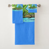 Grappig schattige groene kikkerhanddoekset van car bad handdoek (Insitu)
