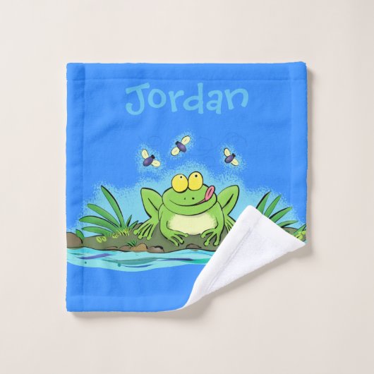 Grappig schattige groene kikkerhanddoekset van car bad handdoek (Wasdoekje)