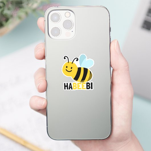 Grappig Schattige Habeebi Bee Pun Habibi Sticker (Telefoon)