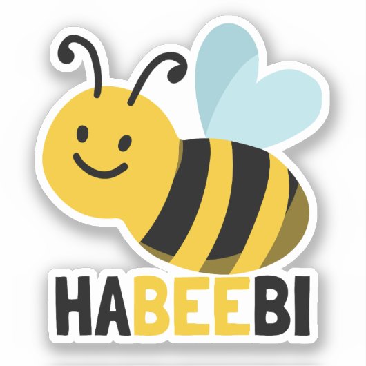 Grappig Schattige Habeebi Bee Pun Habibi Sticker (Voorkant)