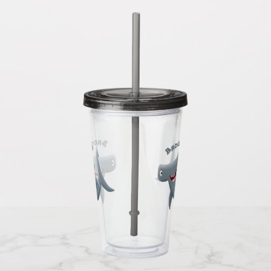 Grappig schattige Hammerhead-cartoon Acryl Drinkbeker (Rechts)
