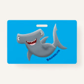 Grappig schattige Hammerhead-cartoon Badge (Achterkant)