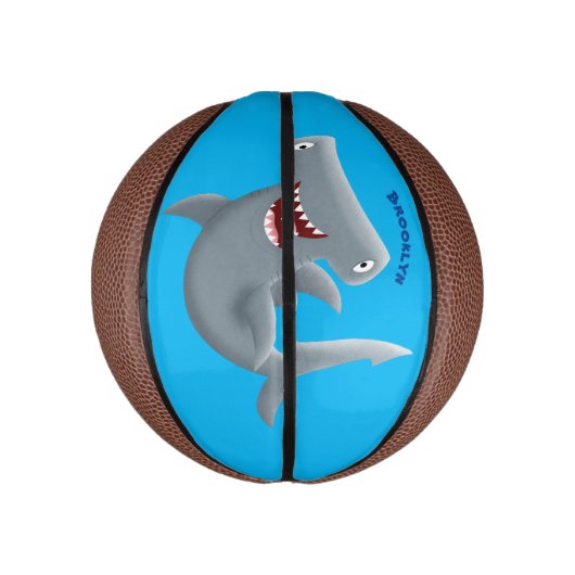 Grappig schattige Hammerhead-cartoon Basketbal (Verticaal)