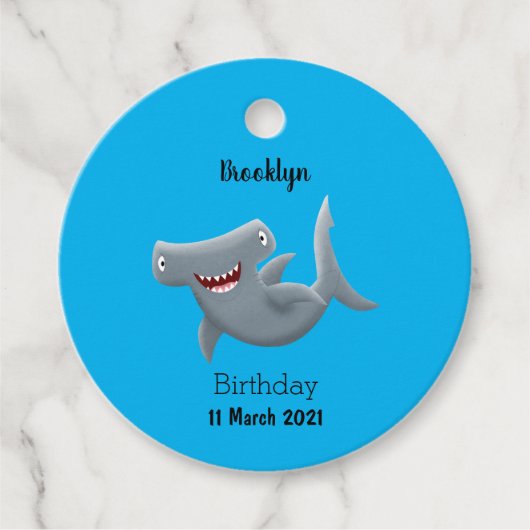 Grappig schattige Hammerhead-cartoon Bedankjes Labels (Voorkant)