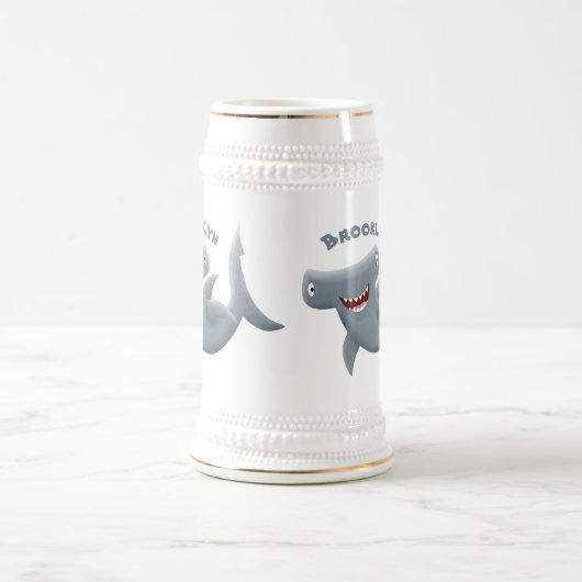 Grappig schattige Hammerhead-cartoon Bierpul (Center)