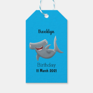 Grappig schattige Hammerhead-cartoon Cadeaulabel