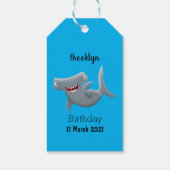 Grappig schattige Hammerhead-cartoon Cadeaulabel (Achterkant)