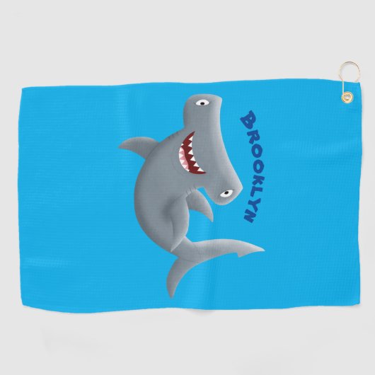 Grappig schattige Hammerhead-cartoon Golfhanddoek (Horizontaal)
