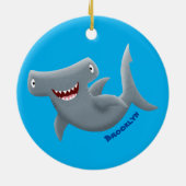 Grappig schattige Hammerhead-cartoon Keramisch Ornament (Achterkant)