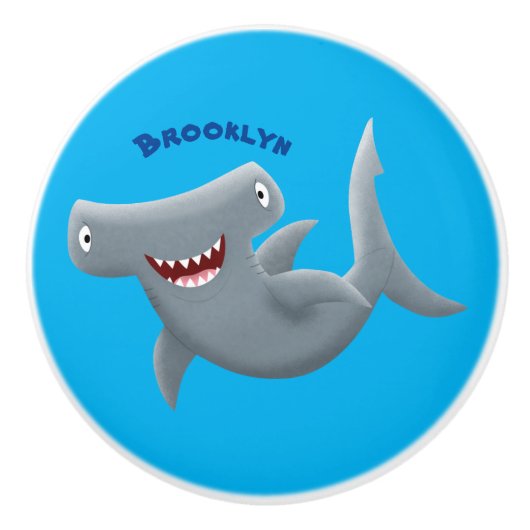 Grappig schattige Hammerhead-cartoon Keramische Knop (Voorkant)