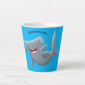 Grappig schattige Hammerhead-cartoon Latte Mok (Voorkant)