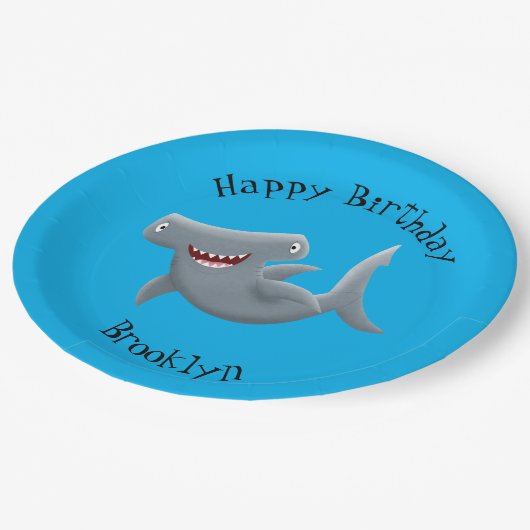 Grappig schattige Hammerhead-cartoon Papieren Bordje (Gekanteld)
