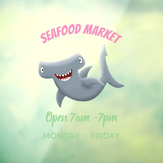 Grappig schattige Hammerhead-cartoon Raamsticker (Vel 3)