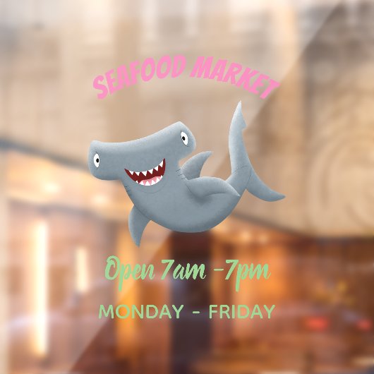 Grappig schattige Hammerhead-cartoon Raamsticker (Vel 2)