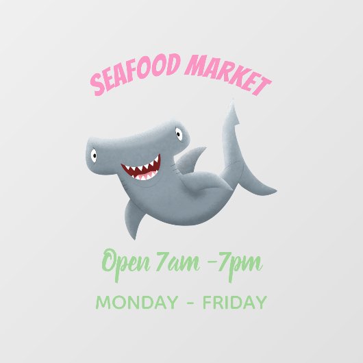 Grappig schattige Hammerhead-cartoon Raamsticker (Vel)