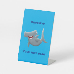 Grappig schattige Hammerhead-cartoon Reclamebord Met Voetstuk