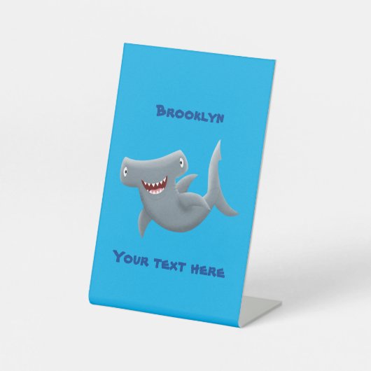 Grappig schattige Hammerhead-cartoon Reclamebord Met Voetstuk (Voorkant)