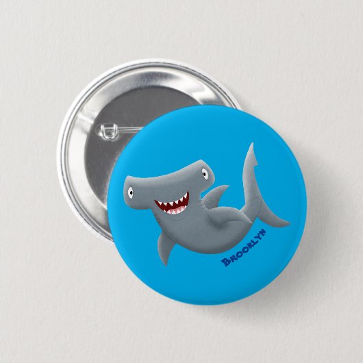 Grappig schattige Hammerhead-cartoon Ronde Button 5,7 Cm (Voorkant /achterkant)