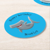 Grappig schattige Hammerhead-cartoon Ronde Kartonnen Onderzetter (Gebogen)